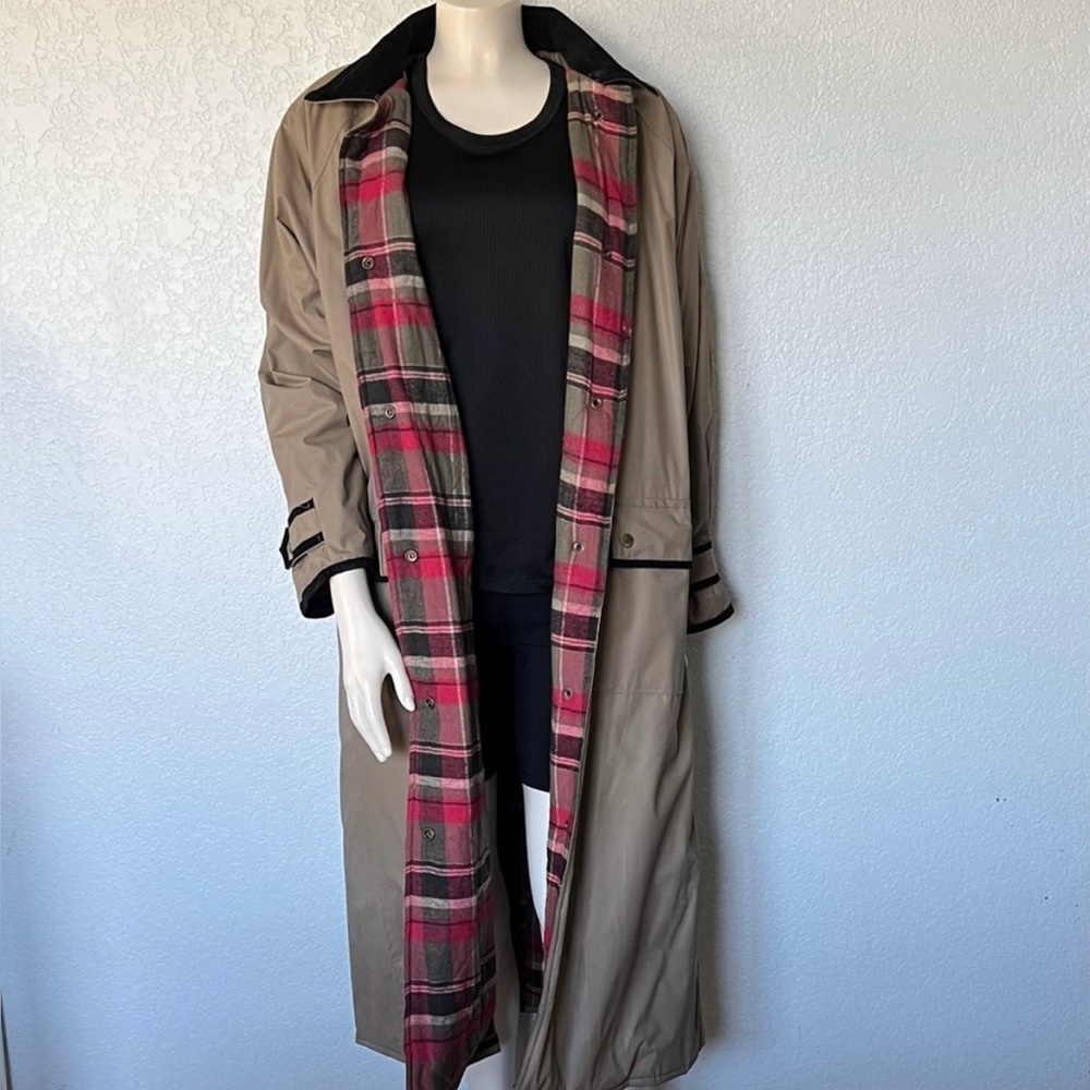 Vintage Misty Harbor Trench Coat Women’s Medium Plaid Lined 90s Classi